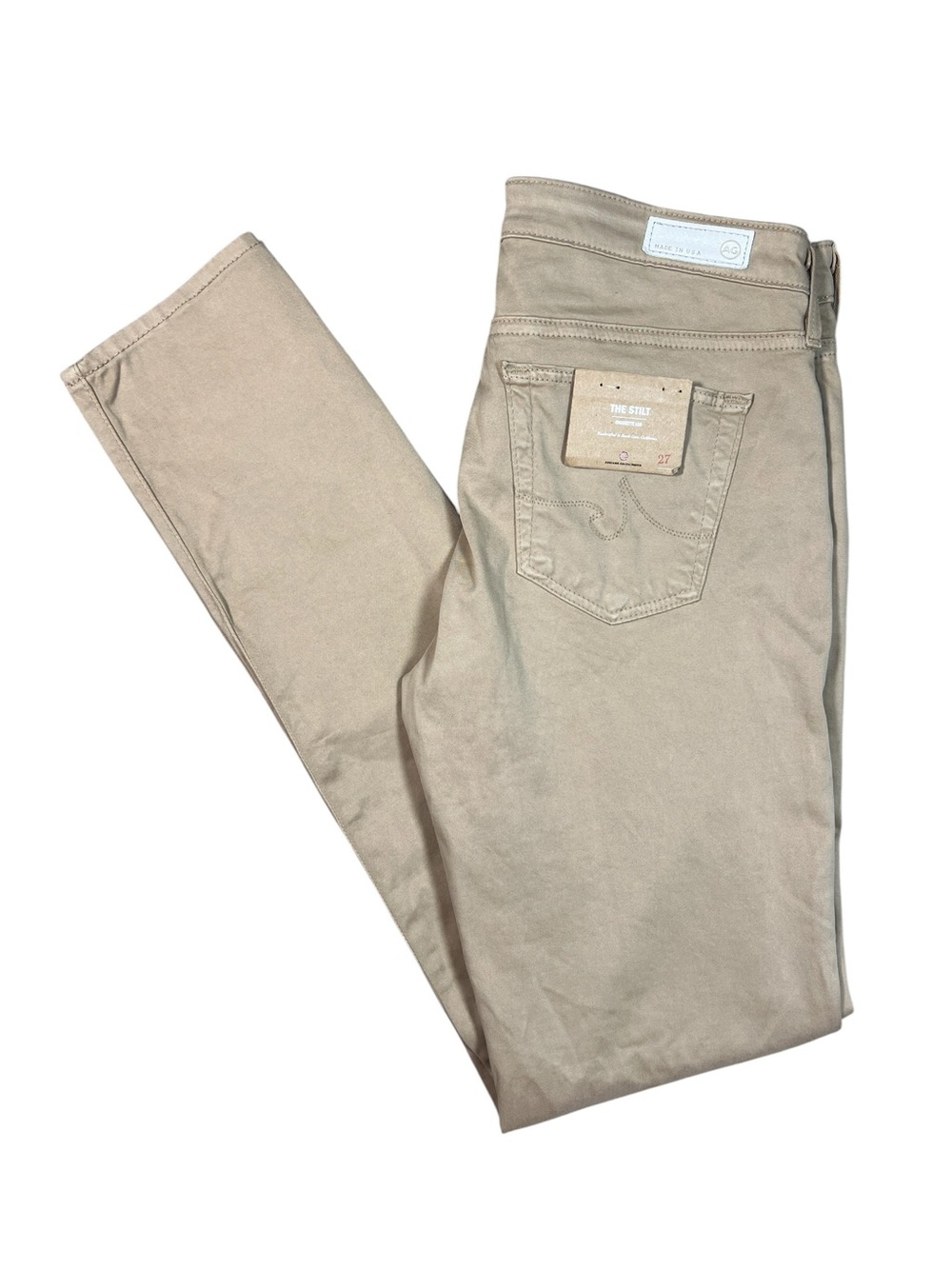 NEW Adriano Goldschmied The Stilt Cigarette Leg Pants Women’s 27R Khaki Jean NWT